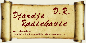 Đorđe Radičković vizit kartica